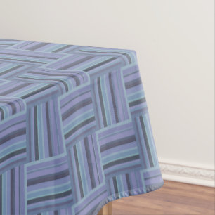 Blue-grey stripes weave pattern tablecloth