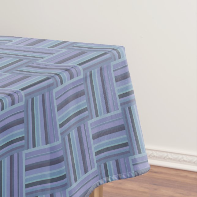 Blue-grey stripes weave pattern tablecloth (In Situ)
