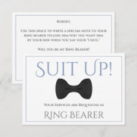 Blue & Grey Suit Up Be My Ring Bearer Fun Bow Tie