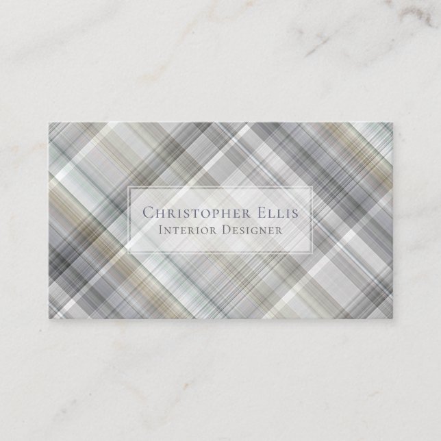 Blue/Grey/Tan Plaid Business Card (Front)