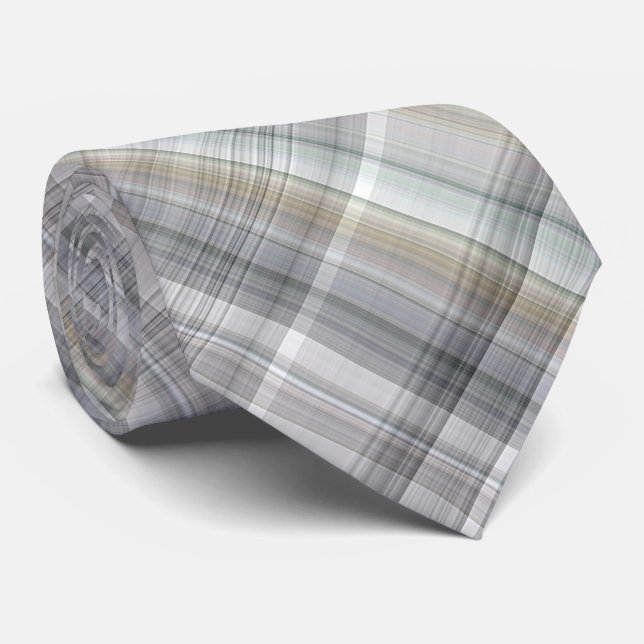 Blue/Grey/Tan Plaid Tie (Rolled)