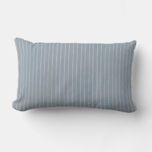 Blue Grey Taupe Stripe Minimalist Pattern Lumbar Cushion