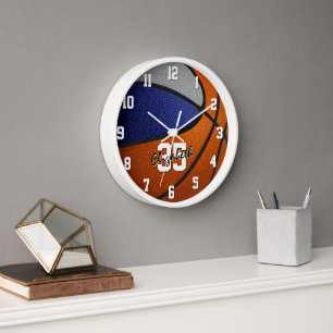 blue grey team colours basketball personalised clock