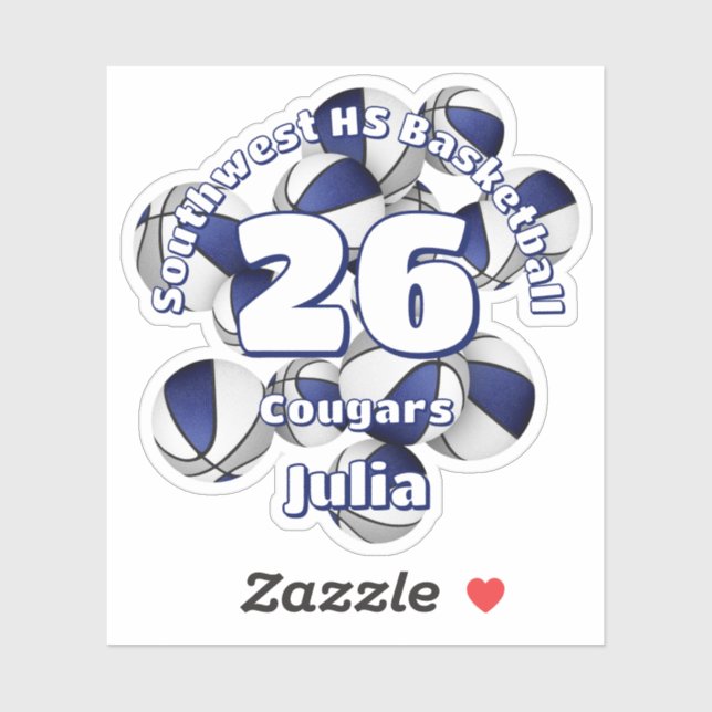 blue grey team colours basketballs kids name (Sheet)