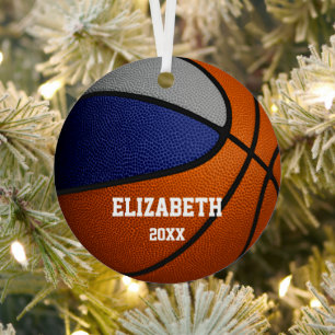blue grey team colours girls boys basketball metal tree decoration