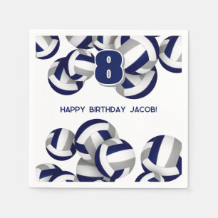 blue grey team colours volleyball kids sports napkin