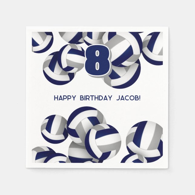 blue grey team colours volleyball kids sports napkin (Front)