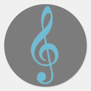 Blue grey treble clef music stickers
