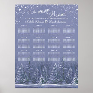 Blue grey trees 12 table wedding seating chart