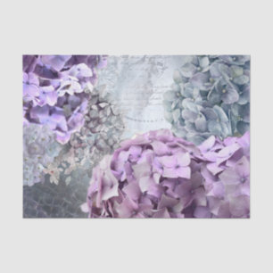 Blue Grey Vintage floral Hydrangea Flower pattern Tissue Paper