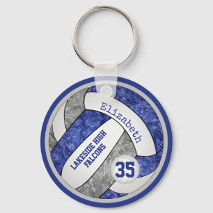 blue & grey volleyball keychain school mascot name
