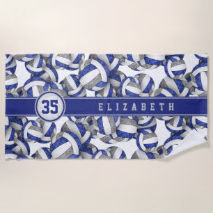 blue grey volleyball sports team colours gifts beach towel