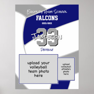blue grey volleyball team colours commemorative poster