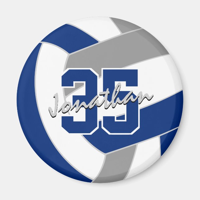 blue grey volleyball team colours gifts magnet (Front)