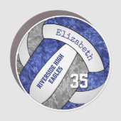 blue & grey volleyball w school name locker or car magnet (Front)