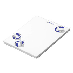 blue grey volleyballs boys girls personalised notepad