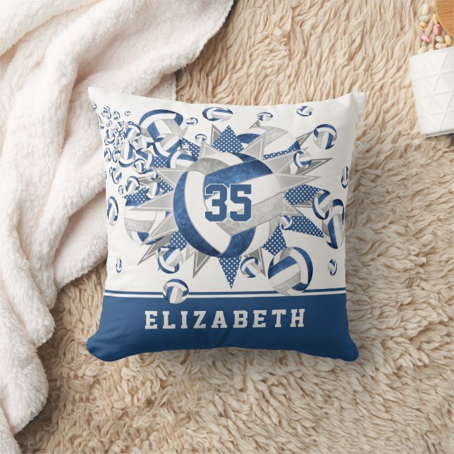 blue grey volleyballs stars girly sports decor cushion (Blanket)