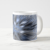 Blue Grey Watercolor Abstract Floral Fractal Art