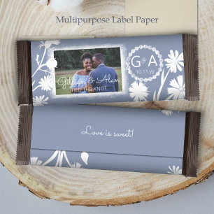 Blue-Grey Wedding Budget Photo Candy Bar Wrapper