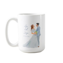 Blue Grey Wedding Couple Personalised Mug w-Date