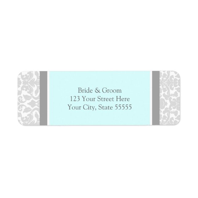 Blue Grey Wedding Custom Return Address Labels (Front)