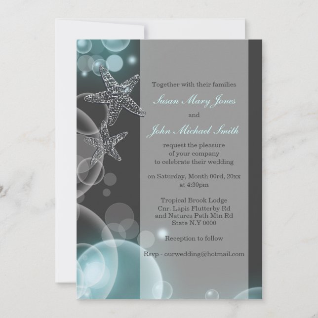 Blue grey wedding engagement anniversary invitation (Front)