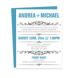 Blue Grey Wedding Reception Only Invitation