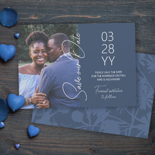 Blue-Grey Wedding Save the Date Invitation