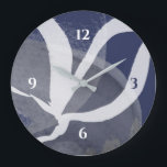 Blue Grey & White Artistic Watercolor Large Clock<br><div class="desc">Modern artistic clock features a unique artistic design in a blue grey and white colour palette. This abstract composition is built on combinations of organic shapes and lines, which are overlapped and interlaced to form an intricate abstract design. Numbers presented in blue and white. A modern wall clock for your...</div>