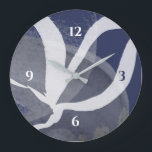 Blue Grey & White Artistic Watercolor Large Clock<br><div class="desc">Modern artistic clock features a unique artistic design in a blue grey and white colour palette. This abstract composition is built on combinations of organic shapes and lines, which are overlapped and interlaced to form an intricate abstract design. Numbers presented in blue and white. A modern wall clock for your...</div>