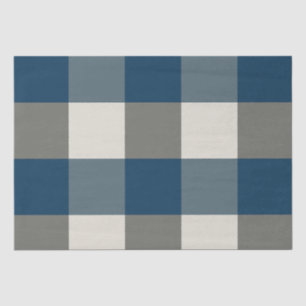 Blue Grey White Buffalo Check  Tissue Paper