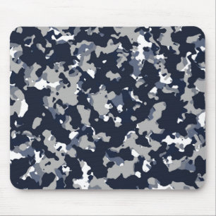 Blue Grey White Camouflage Camo Pattern Mouse Mat