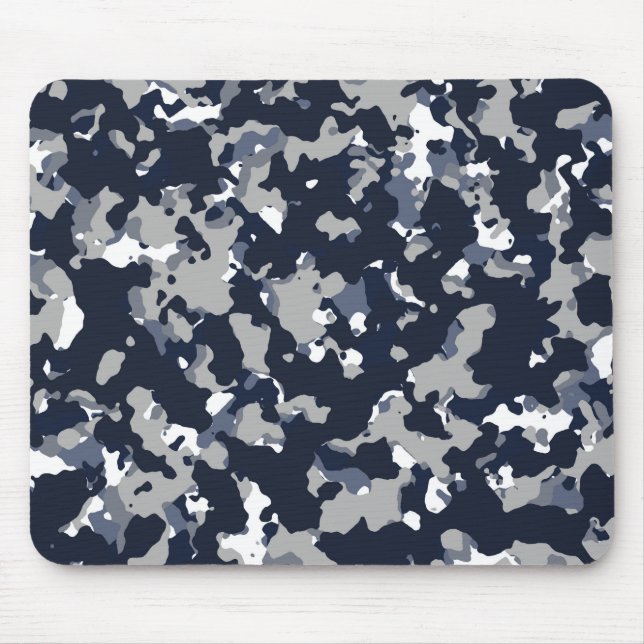 Blue Grey White Camouflage Camo Pattern Mouse Mat (Front)
