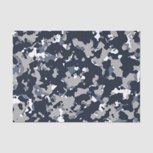 Blue Grey White Camouflage Camo Pattern Party Tissue Paper