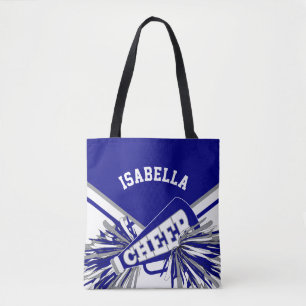 Blue, Grey & White Cheerleader Design Tote Bag