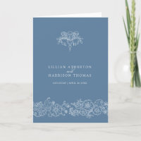 Blue grey white fleur de lis monogram art wedding