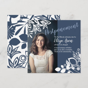 Blue-Grey White Flowers Announcement Card