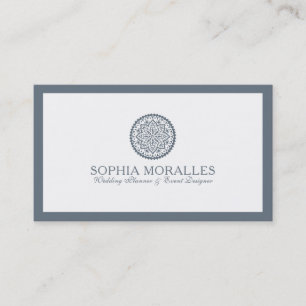 Blue-grey & White Geometric Circle Mandala Business Card