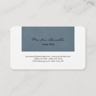 Blue Grey White Handwriting Classical Minimalist Business Card
