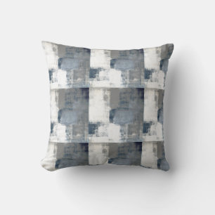 Blue Grey & White Modern Abstract Decor Pillow