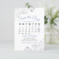 Blue Grey & White Simple Elegant Wedding Calendar