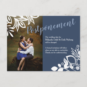 Blue Grey, White Wedding Announcement Photo Postcard