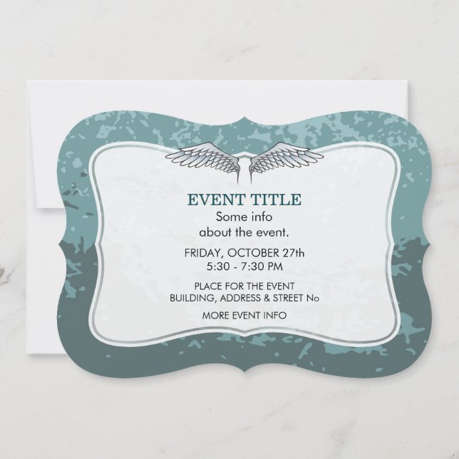 Blue-grey wings invitation (Back)