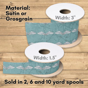 Blue-grey wings satin ribbon