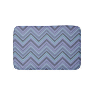 Blue-grey zigzag stripes bath mat