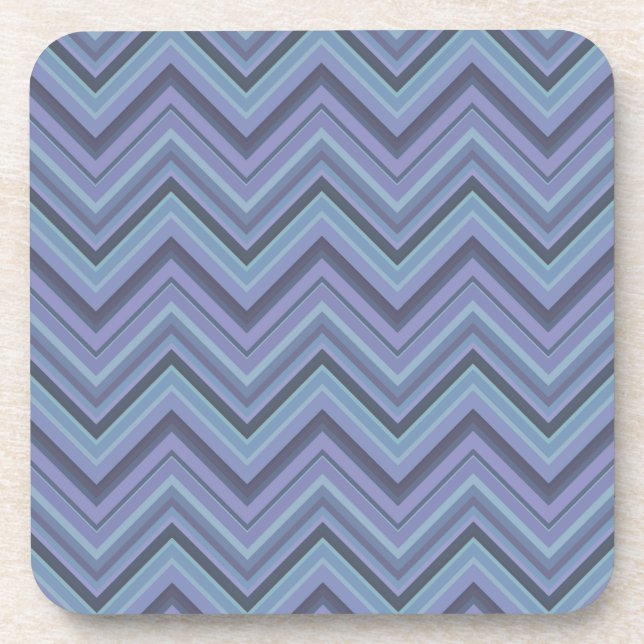 Blue-grey zigzag stripes coaster (Front)