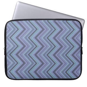 Blue-grey zigzag stripes laptop sleeve
