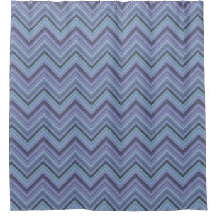 Blue-grey zigzag stripes shower curtain