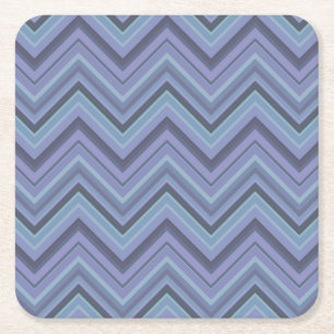 Blue-grey zigzag stripes square paper coaster