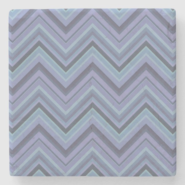 Blue-grey zigzag stripes stone coaster (Front)